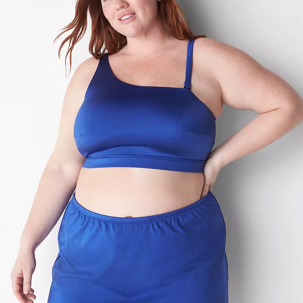 Cacique Blue Swim Skirt with Slitted Sides, Size 38